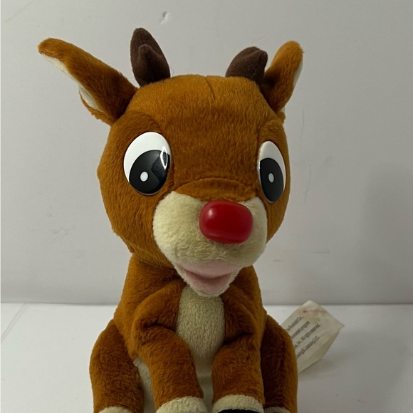 Vintage '90s Gemmy Singing Rudolph The Red Nosed Reindeer Light Up Nose 8" Plush - Picture 1 of 14